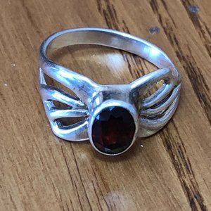 Sterling Ring with Garnet Gemstone